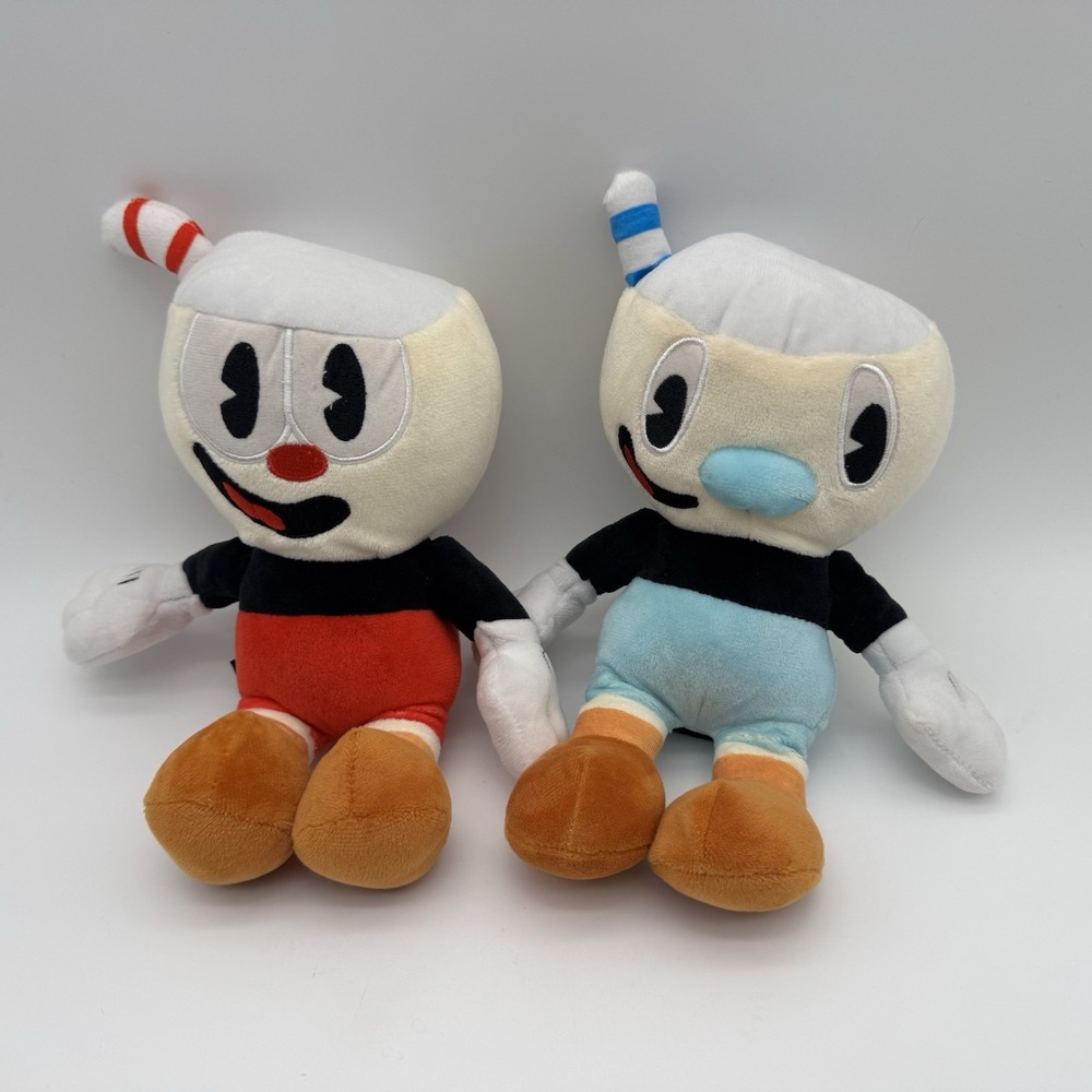 Cuphead Cartoon Cuphead and Mugman Soft Stuffed Doll Plush Toy Set Of 2
